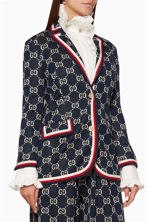 blue navy gucci blazer|net a porter gucci jacket.